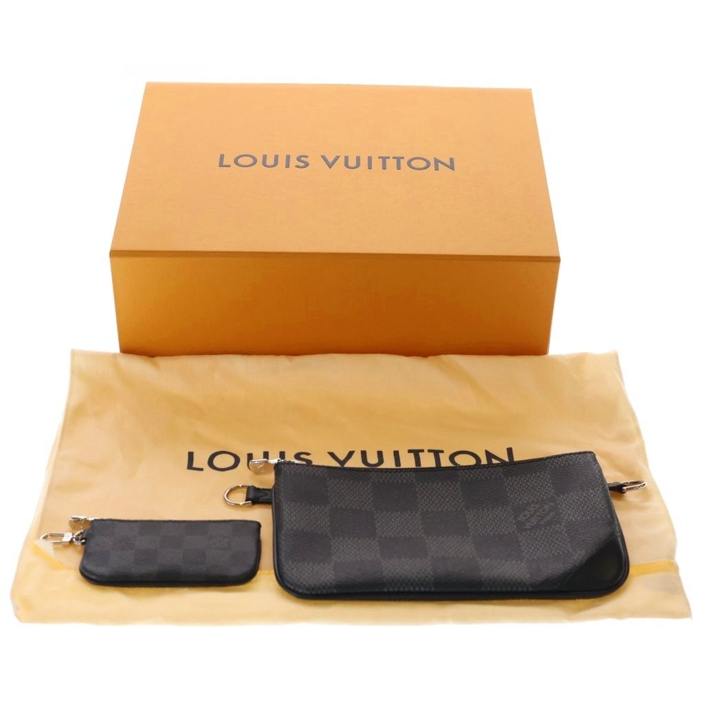 Louis Vuitton Damier Graphite Trio Messenger Bag Black Leather Silver — view 6