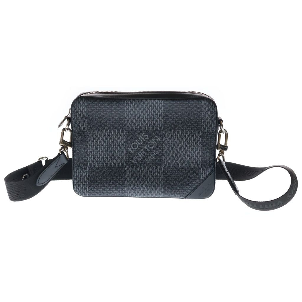 Louis Vuitton Damier Graphite Trio Messenger Bag Black Leather Silver