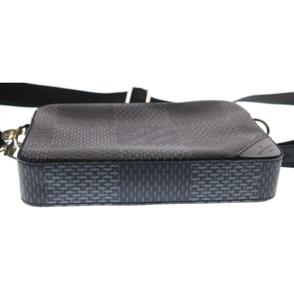 Louis Vuitton Damier Graphite Trio Messenger Bag Black Leather Silver — view 4