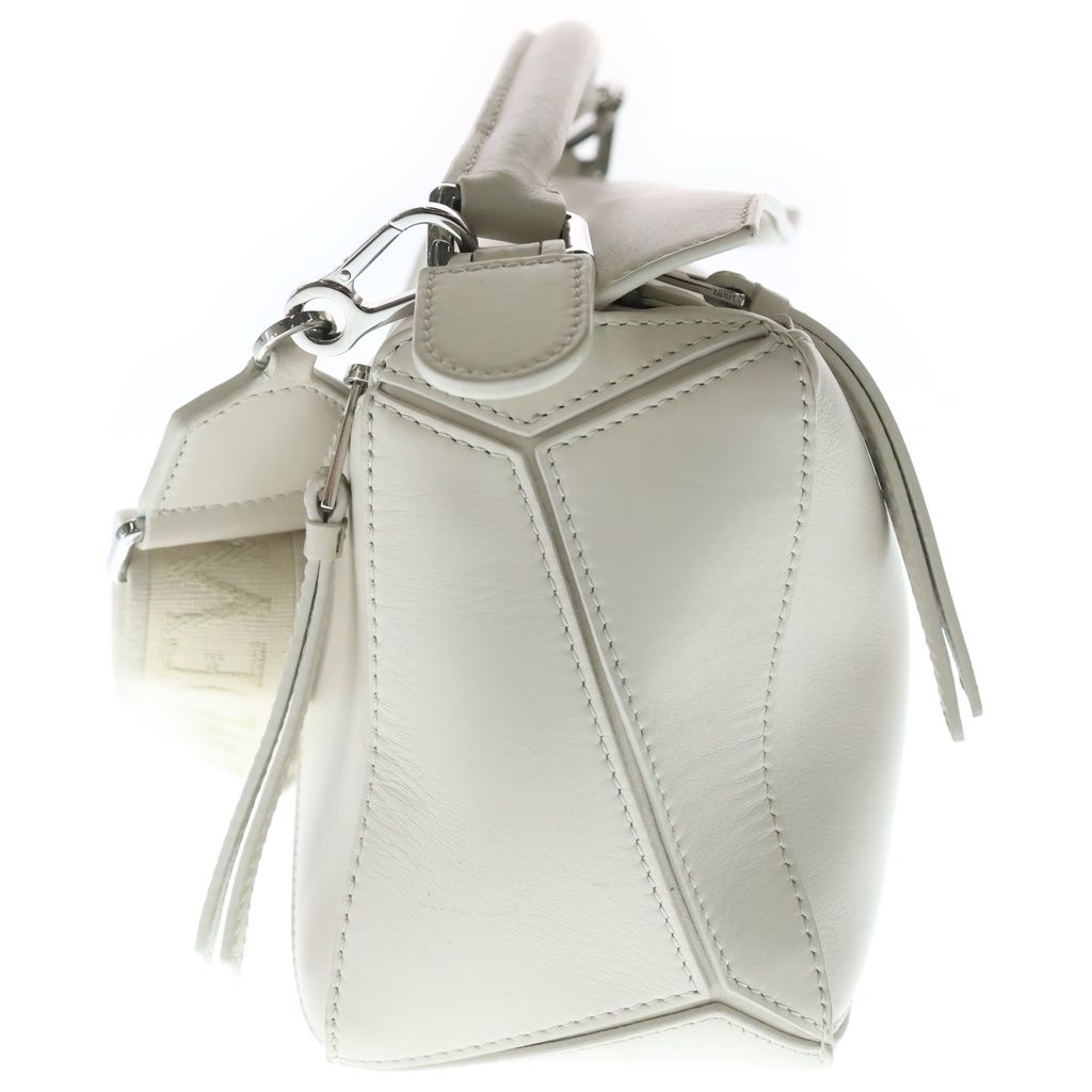 Loewe Puzzle Small 2-Way Shoulder Bag White Leather Silver — view 3