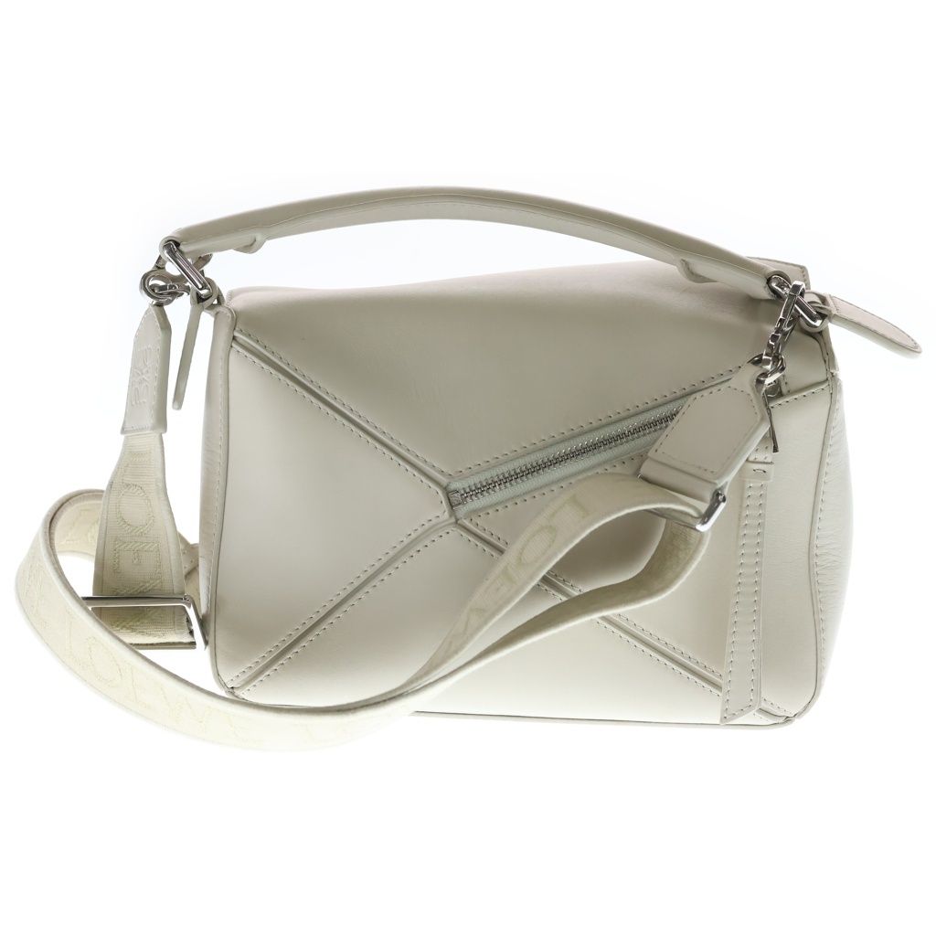 Loewe Puzzle Small 2-Way Shoulder Bag White Leather Silver — view 2