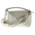 Loewe Puzzle Small 2-Way Shoulder Bag White Leather Silver — view 2