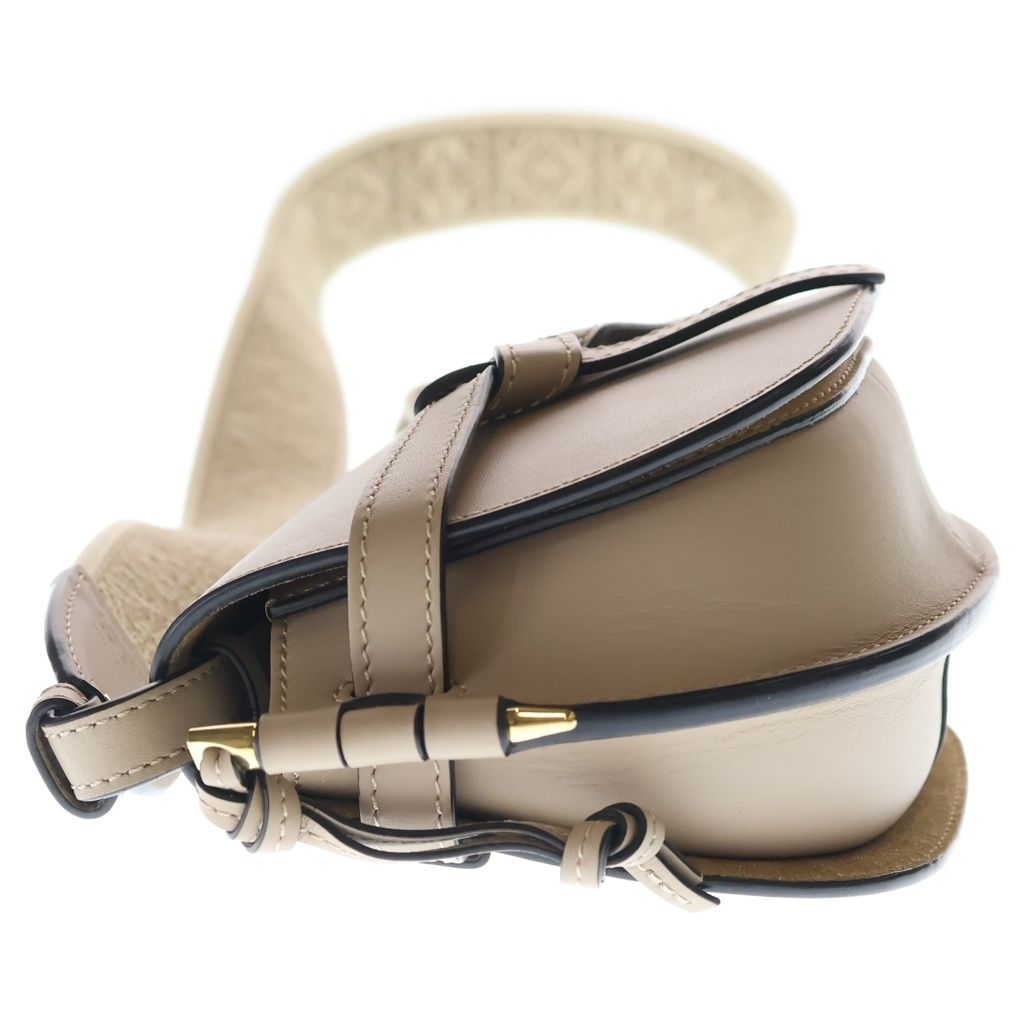Loewe Gate Dual Mini Shoulder Bag Beige Leather Gold — view 3