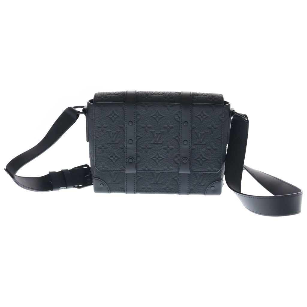 Louis Vuitton Taurillon Monogram Trunk Messenger PM Shoulder Bag Black Leather