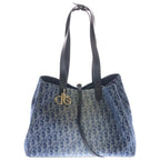 Dior Toujour Denim Leather Tote Gold Blue