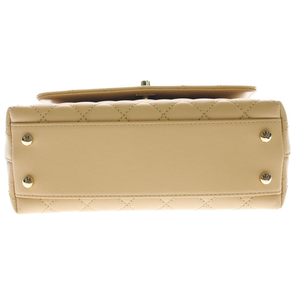 Chanel Coco Handle 24 Quilted 2-Way Shoulder Bag Caviar Leather Champagne Cream — view 4