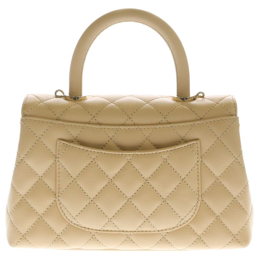 Chanel Coco Handle 24 Quilted 2-Way Shoulder Bag Caviar Leather Champagne Cream — view 2