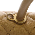 Chanel Coco Handle 29 Quilted Large 2-Way Shoulder Bag Caviar Leather Gold Beige — view 7