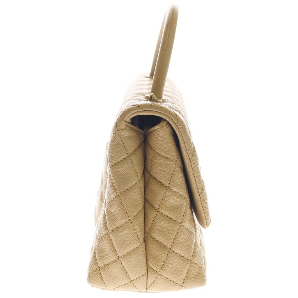 Chanel Coco Handle 29 Quilted Large 2-Way Shoulder Bag Caviar Leather Gold Beige — view 3
