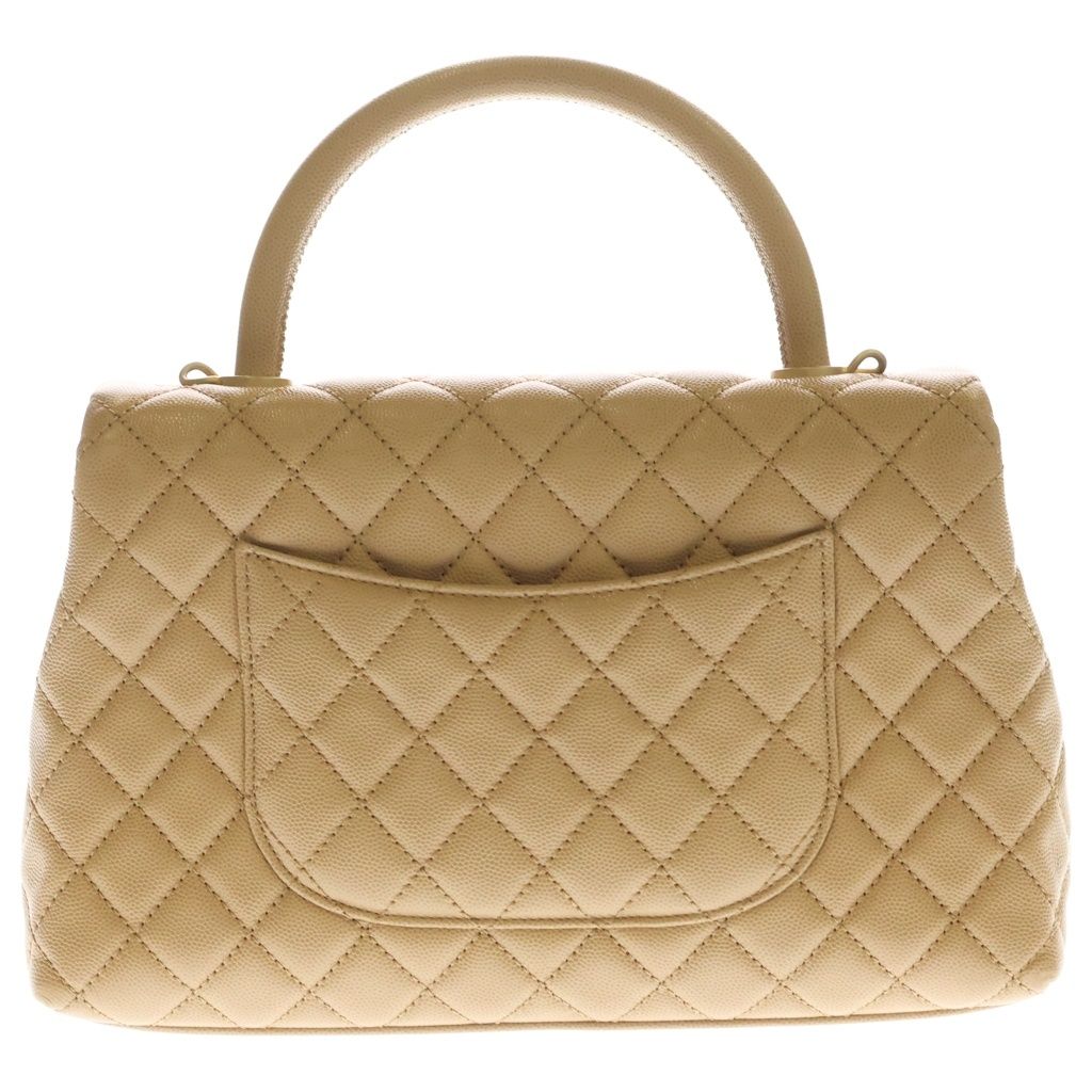 Chanel Coco Handle 29 Quilted Large 2-Way Shoulder Bag Caviar Leather Gold Beige — view 2