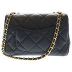 Chanel Chain Shoulder Bag Quilted CC Logo Black Lambskin Gold — view 2