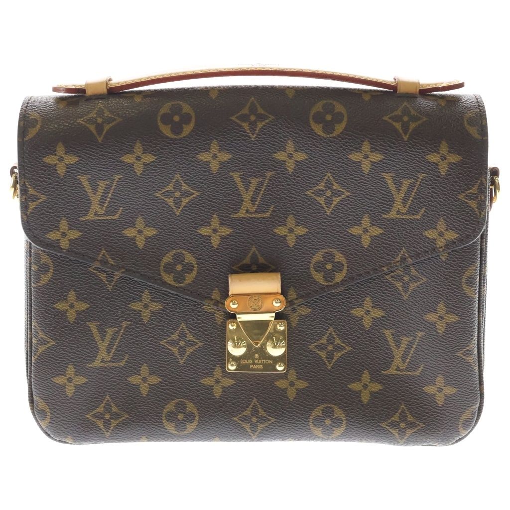Louis Vuitton Monogram Pochette Metis Shoulder Bag Brown Leather Gold
