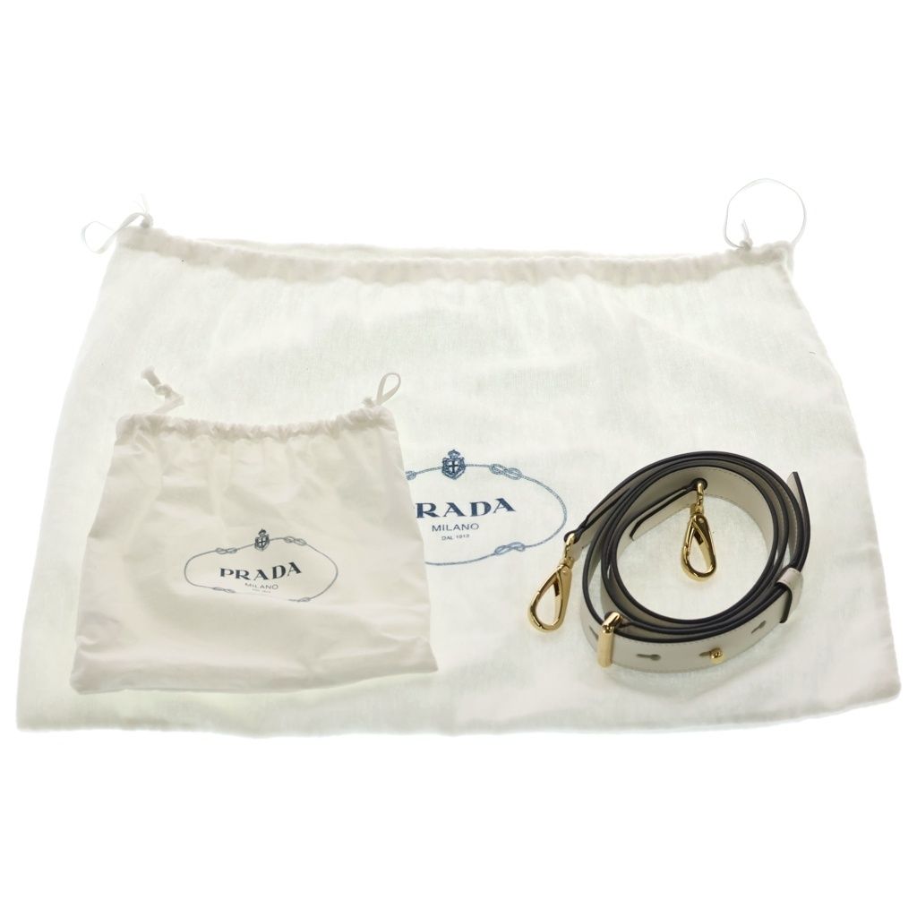 Prada Symbol Stitch 2-Way Shoulder Bag White Leather Gold — view 6