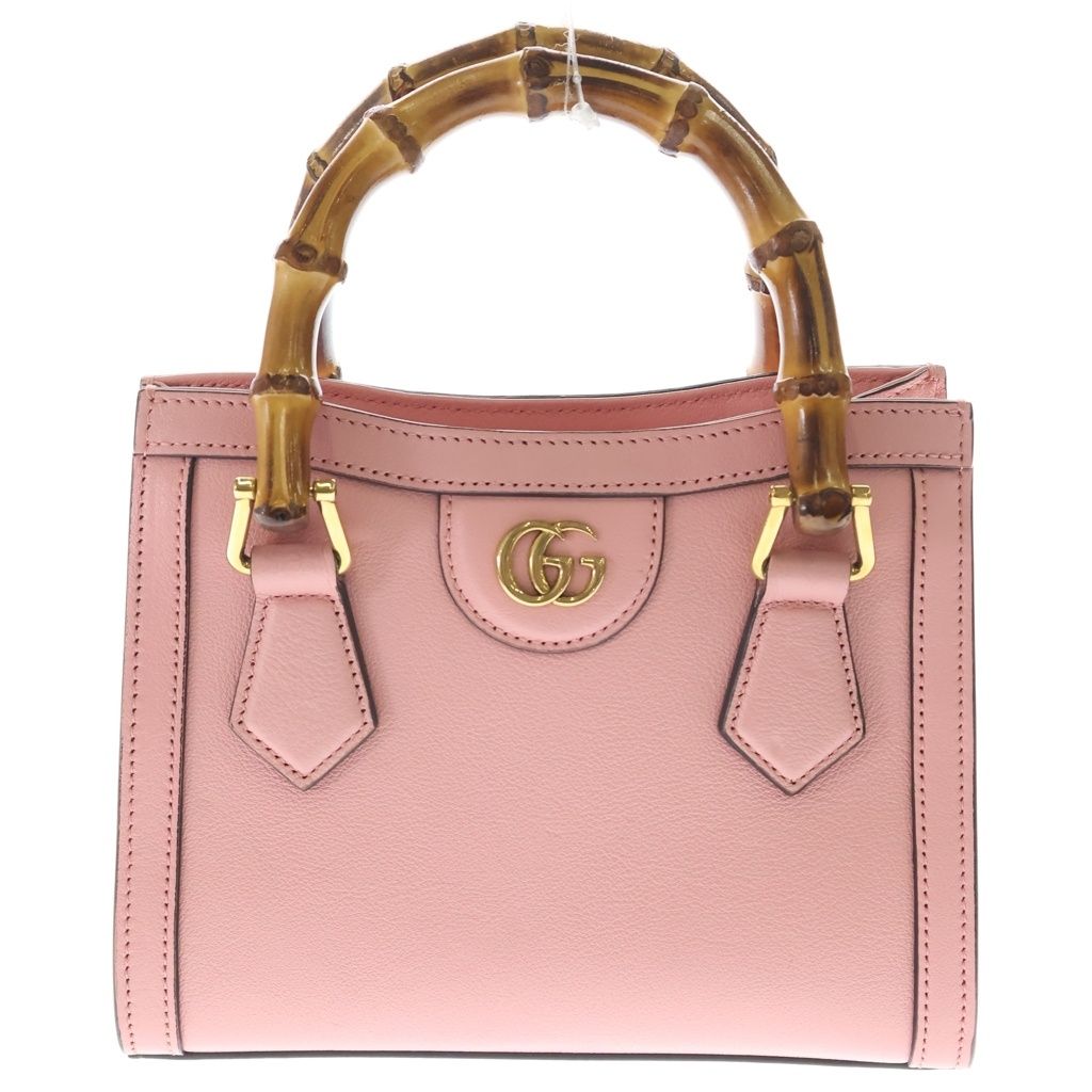 Gucci Bambu Diana 2-Way Shoulder Bag Pink Leather Gold