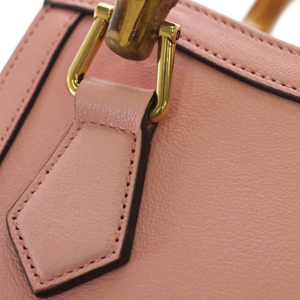 Gucci Bambu Diana 2-Way Shoulder Bag Pink Leather Gold — view 6