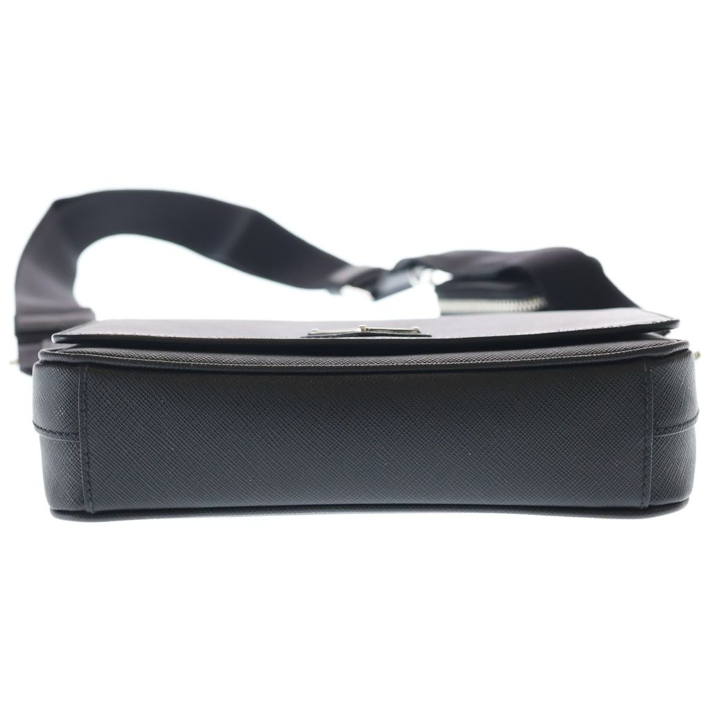 Prada Saffiano Shoulder Bag Black Leather Silver — view 4