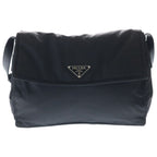 Prada Re-Nylon Large Padded Leather Nylon Shoulder Bag Black