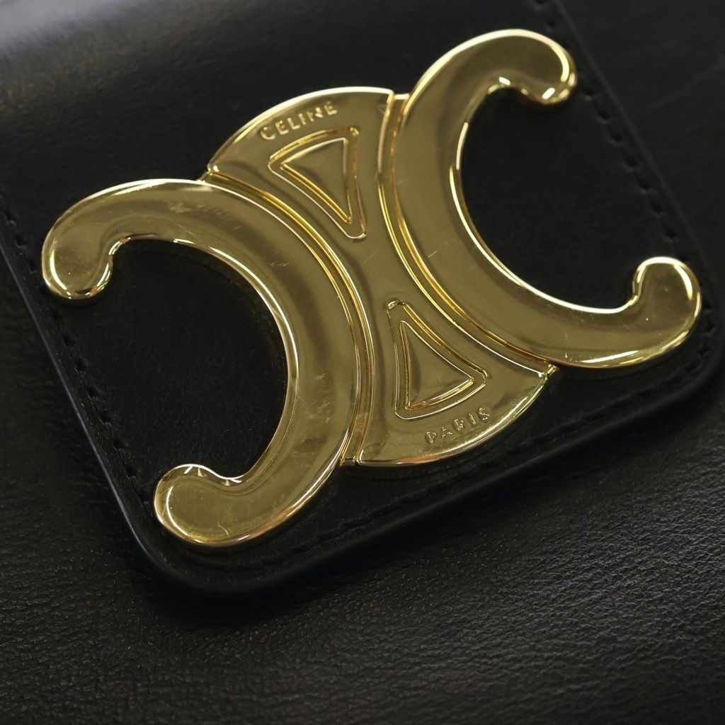 Celine Ava Triomphe Shoulder Bag Gold Black — view 6