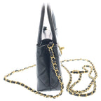 Chanel Quilted Top Handle Calfskin Leather Mini Chain Shoulder Bag Gold Black — view 3