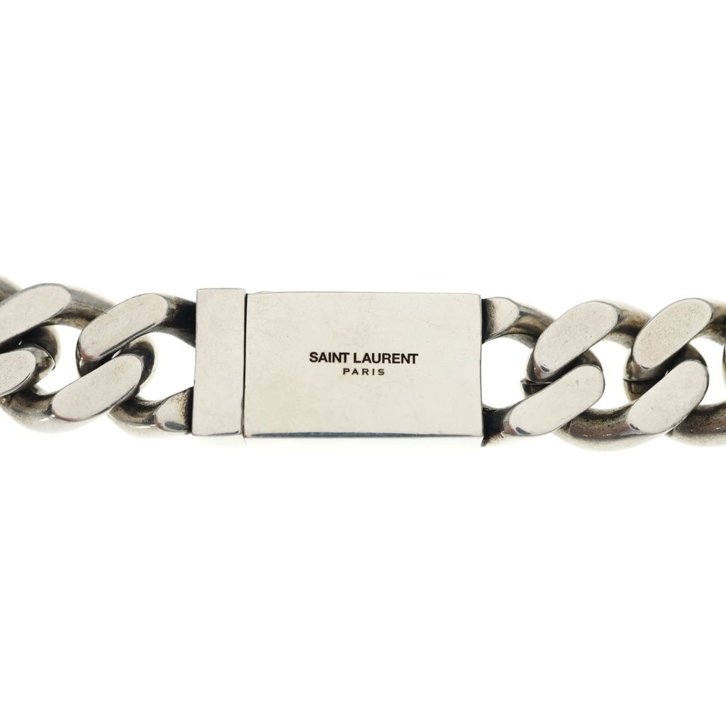 Saint Laurent Paris Metal Cube Chain Pendant Silver — view 3