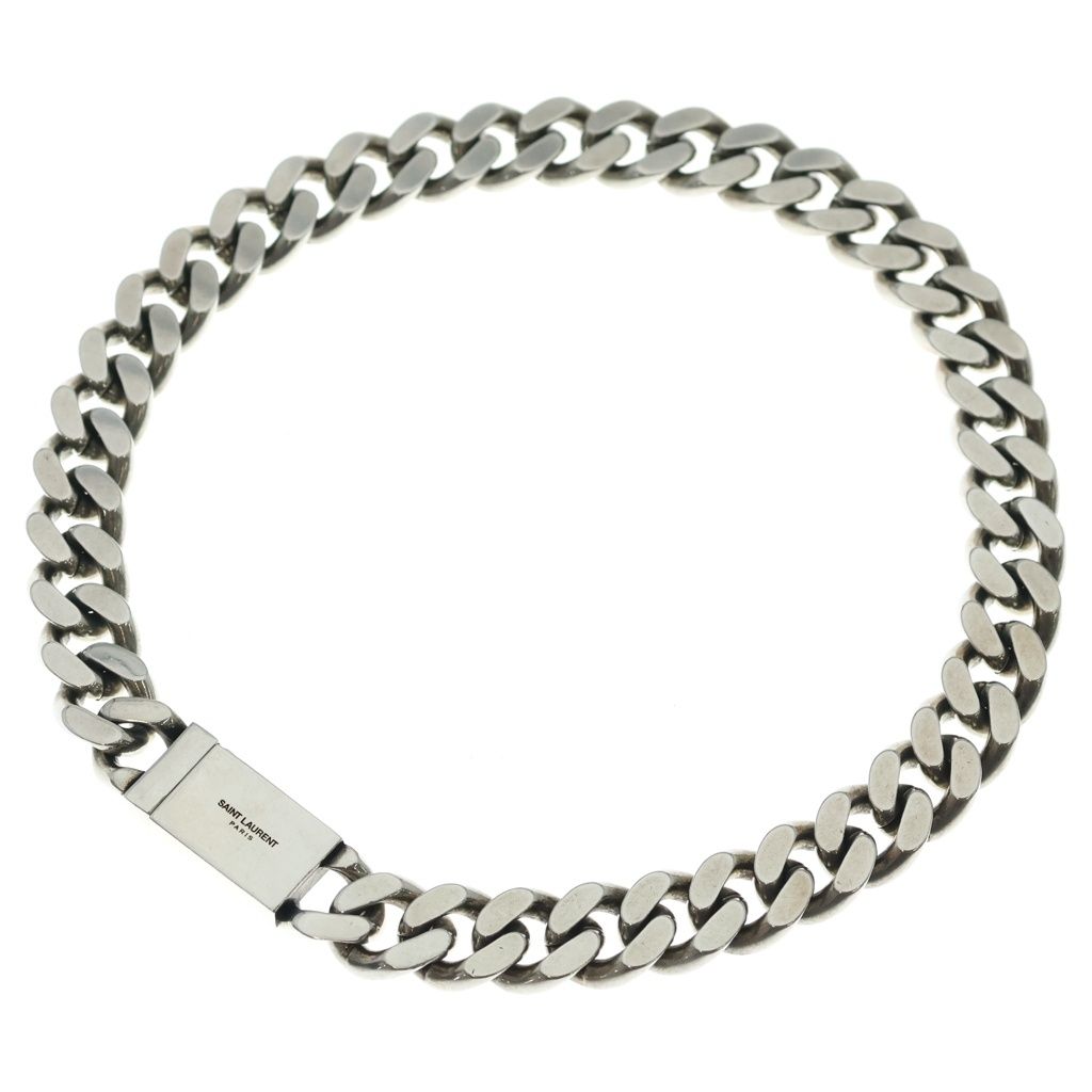 Saint Laurent Paris Metal Cube Chain Pendant Silver — view 2