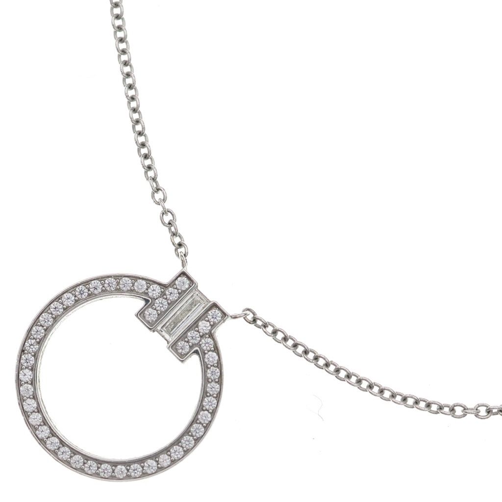Tiffany & Co T-toe Necklace Diamond White Gold