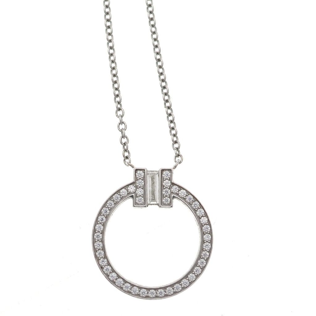 Tiffany & Co T-toe Necklace Diamond White Gold — view 3