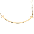 Tiffany & Co T Smile Small Diamond Pendant Chain Gold — view 5