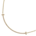 Tiffany & Co T Smile Small Diamond Pendant Chain Gold