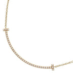 Tiffany & Co T Smile Small Diamond Pendant Chain Gold
