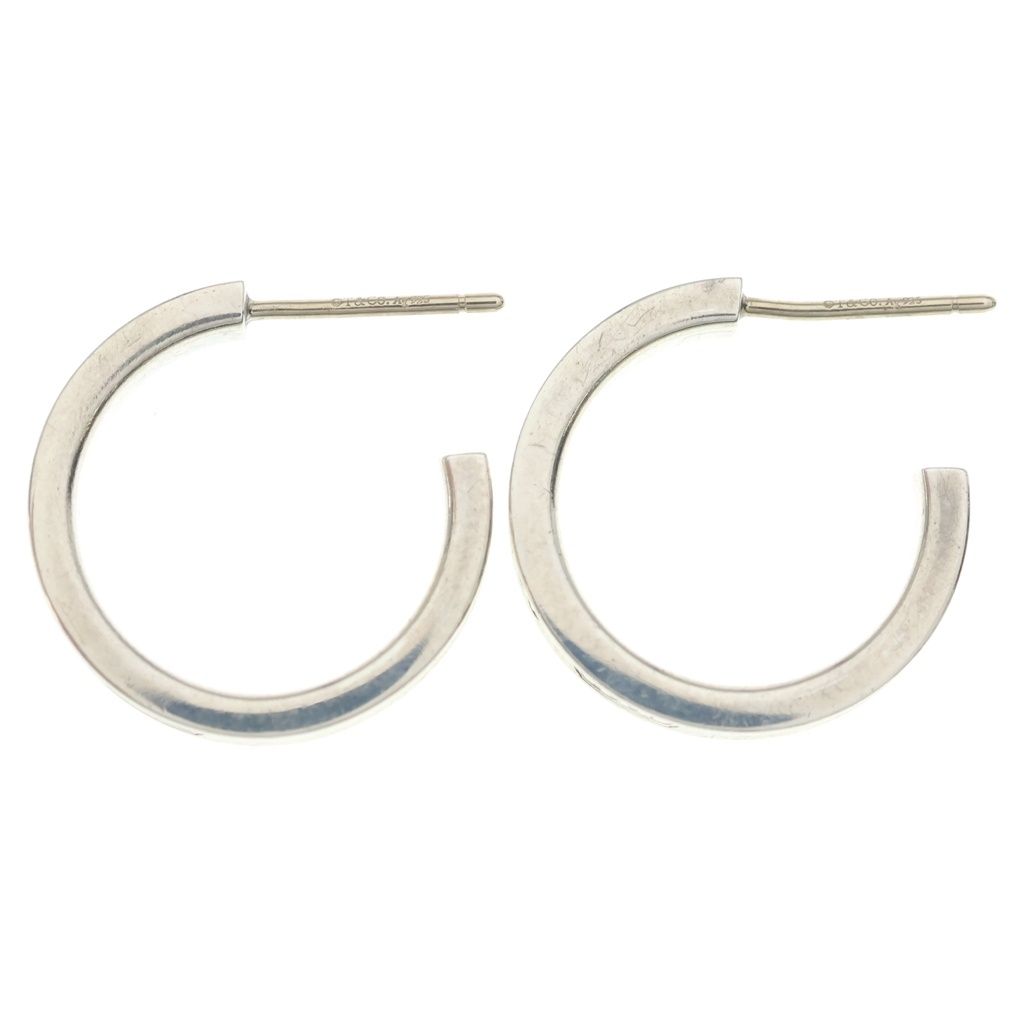 Tiffany & Co Logo Hoop Earrings Silver — view 3