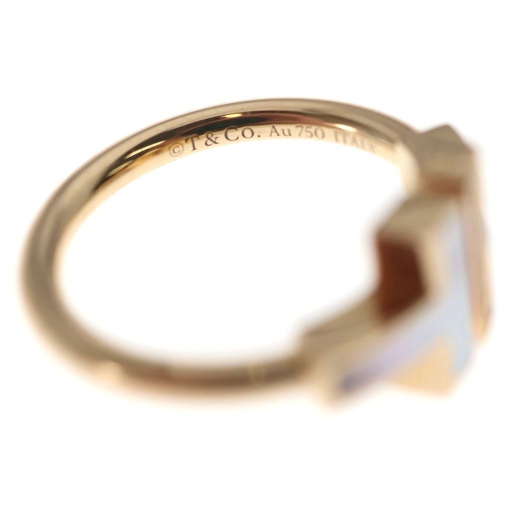 Tiffany & Co T Wire Ring Mother of Pearl Diamond Pink Gold PG 18k — view 5