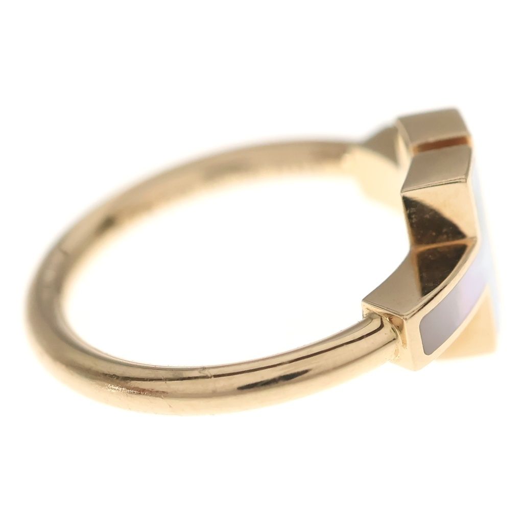 Tiffany & Co T Wire Ring Mother of Pearl Diamond Pink Gold PG 18k — view 3