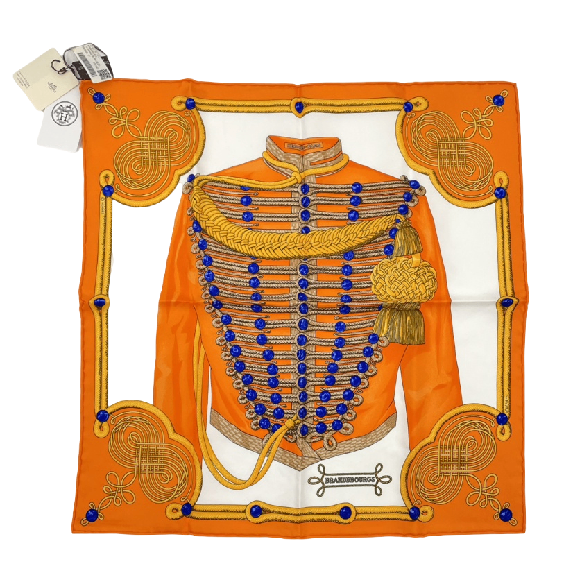 Hermes Brandebourgs Scarf Silk Orange