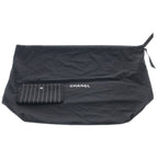 Chanel Deauville Canvas Logo Embroidery Tote Black Leather Silver — view 7