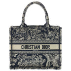 Dior Book Tote Small Toile de Jouy Embroidery Mini Bag Navy