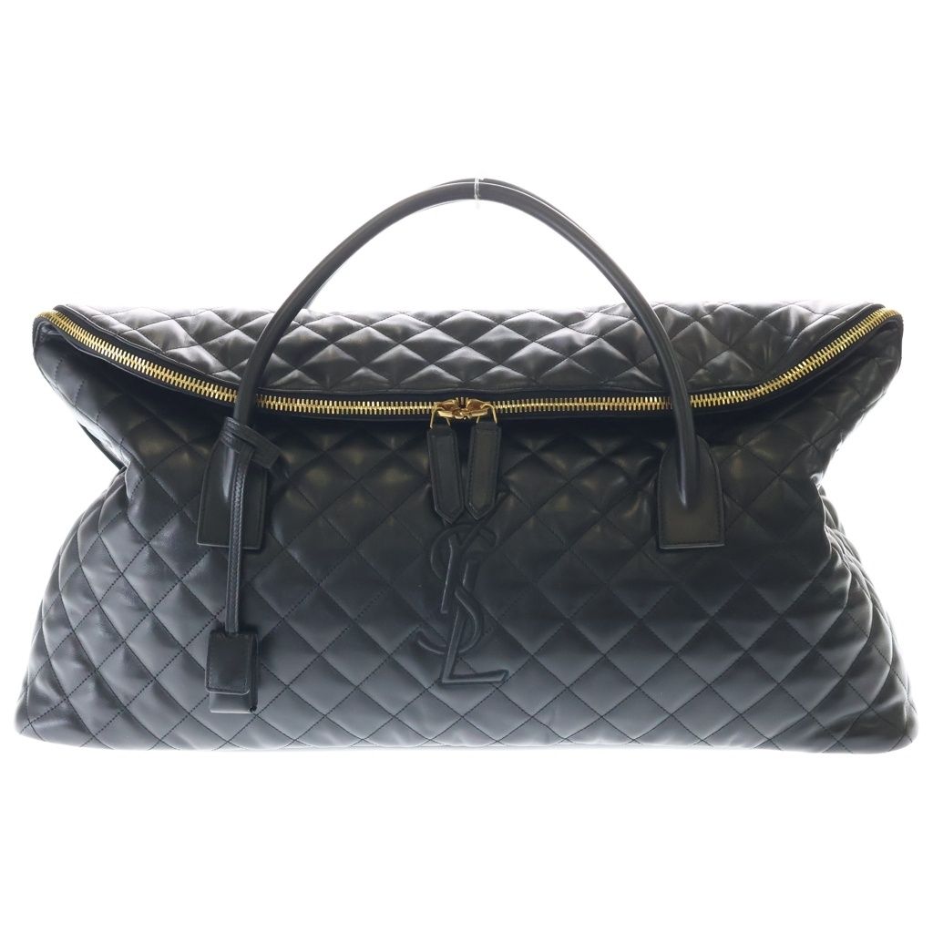 Saint Laurent Paris ES Giant Boston Bag 2-Way Black Leather Gold