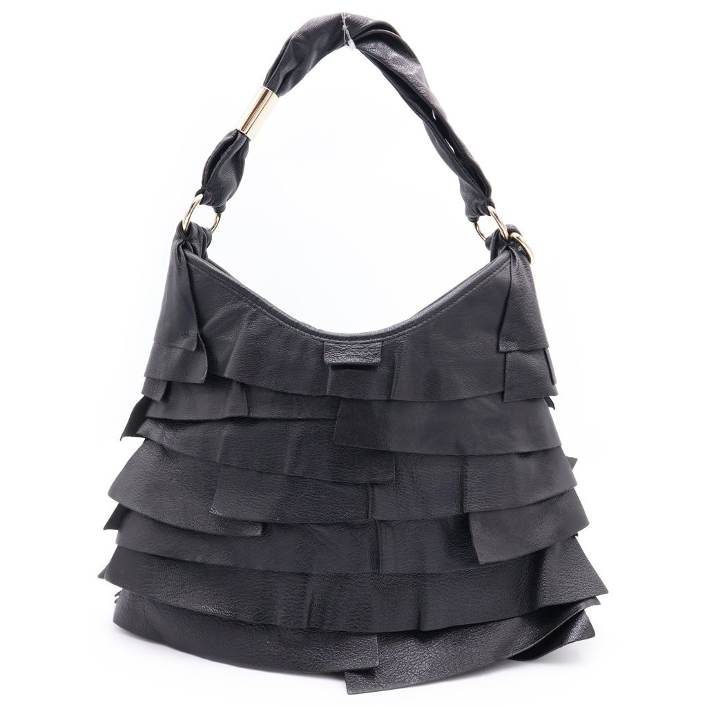 Saint Laurent Tropez Shoulder Bag Tote Black Leather Gold