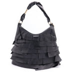 Saint Laurent Tropez Shoulder Bag Tote Black Leather Gold