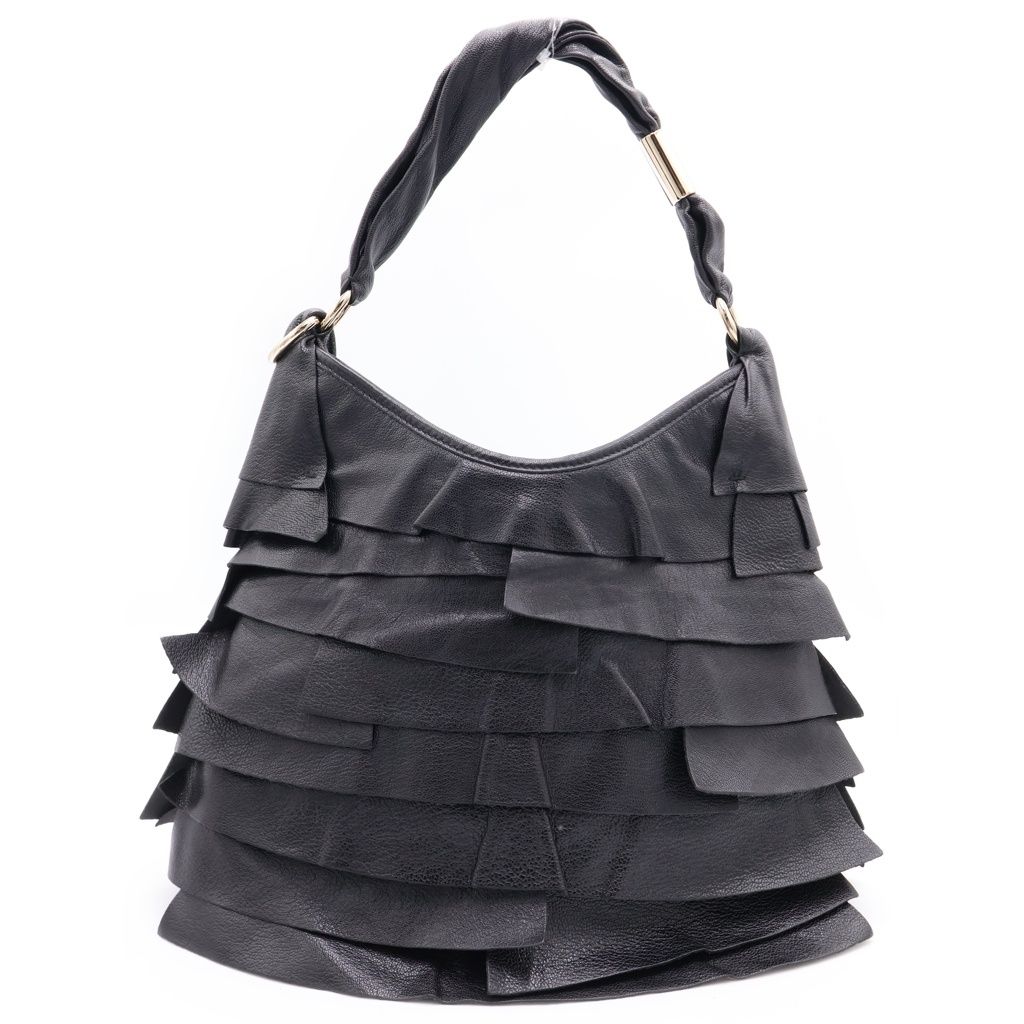 Saint Laurent Tropez Shoulder Bag Tote Black Leather Gold — view 2