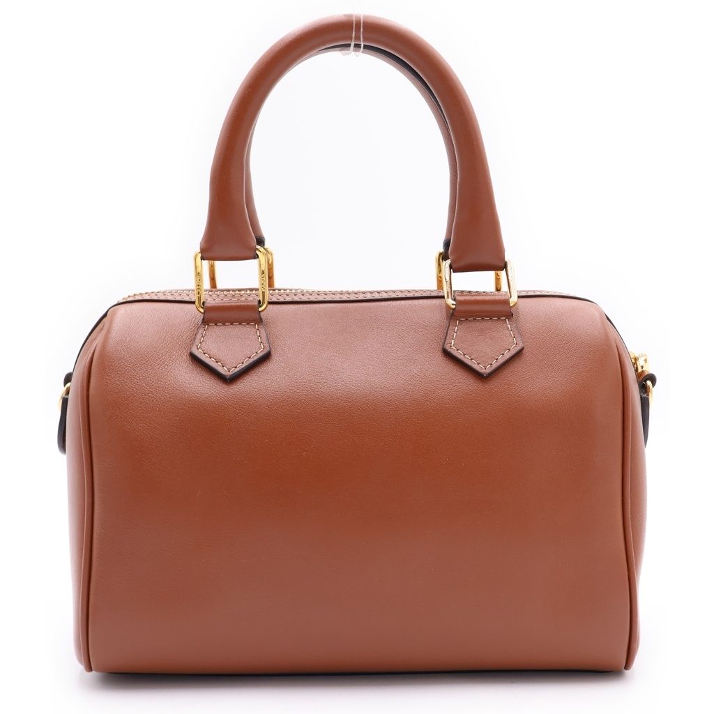 Celine Small Boston Bag Brown Leather Gold — view 2