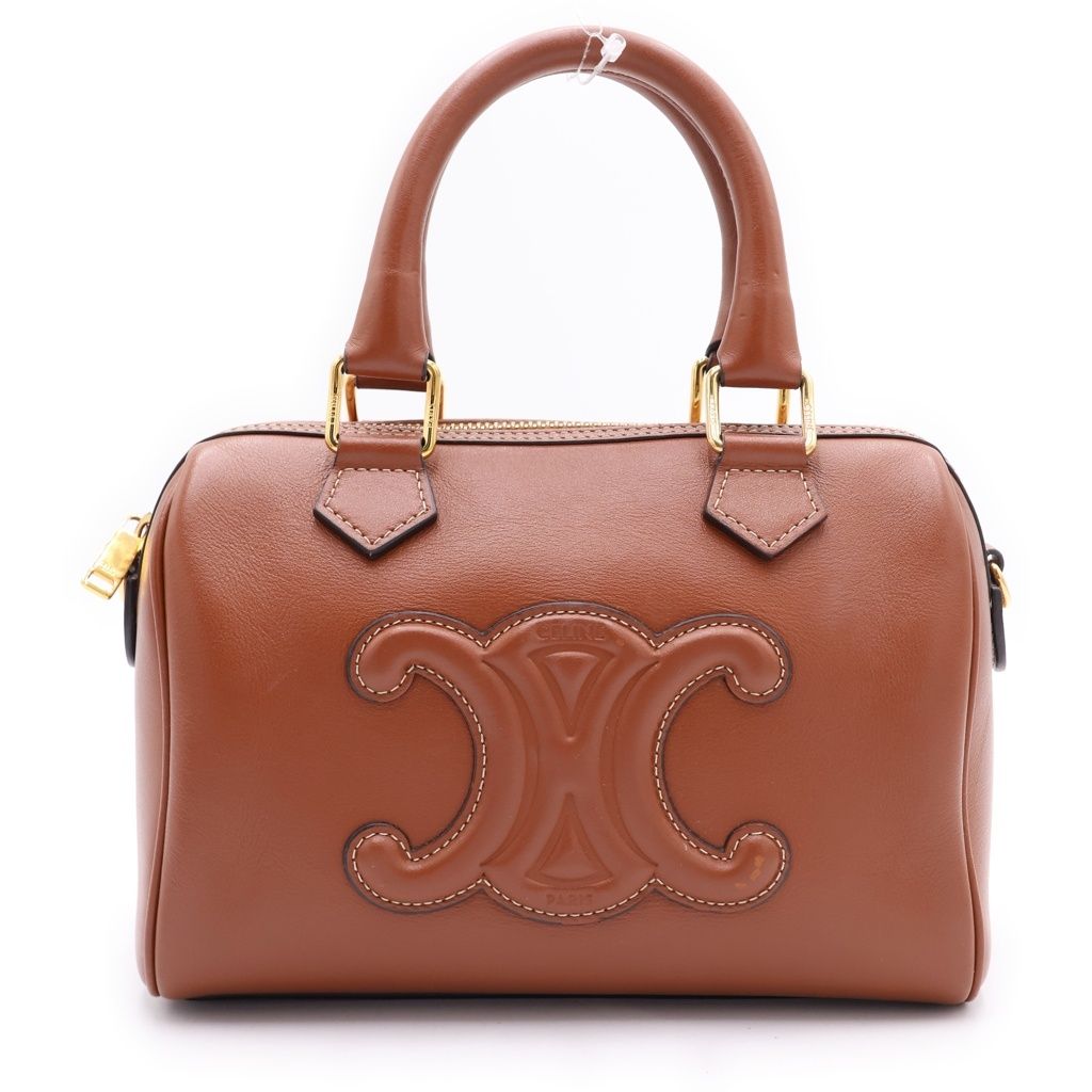 Celine Small Boston Bag Brown Leather Gold