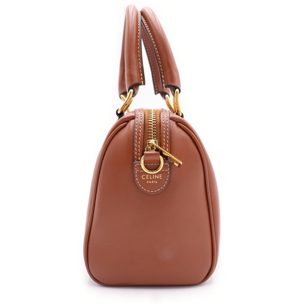 Celine Small Boston Bag Brown Leather Gold — view 3