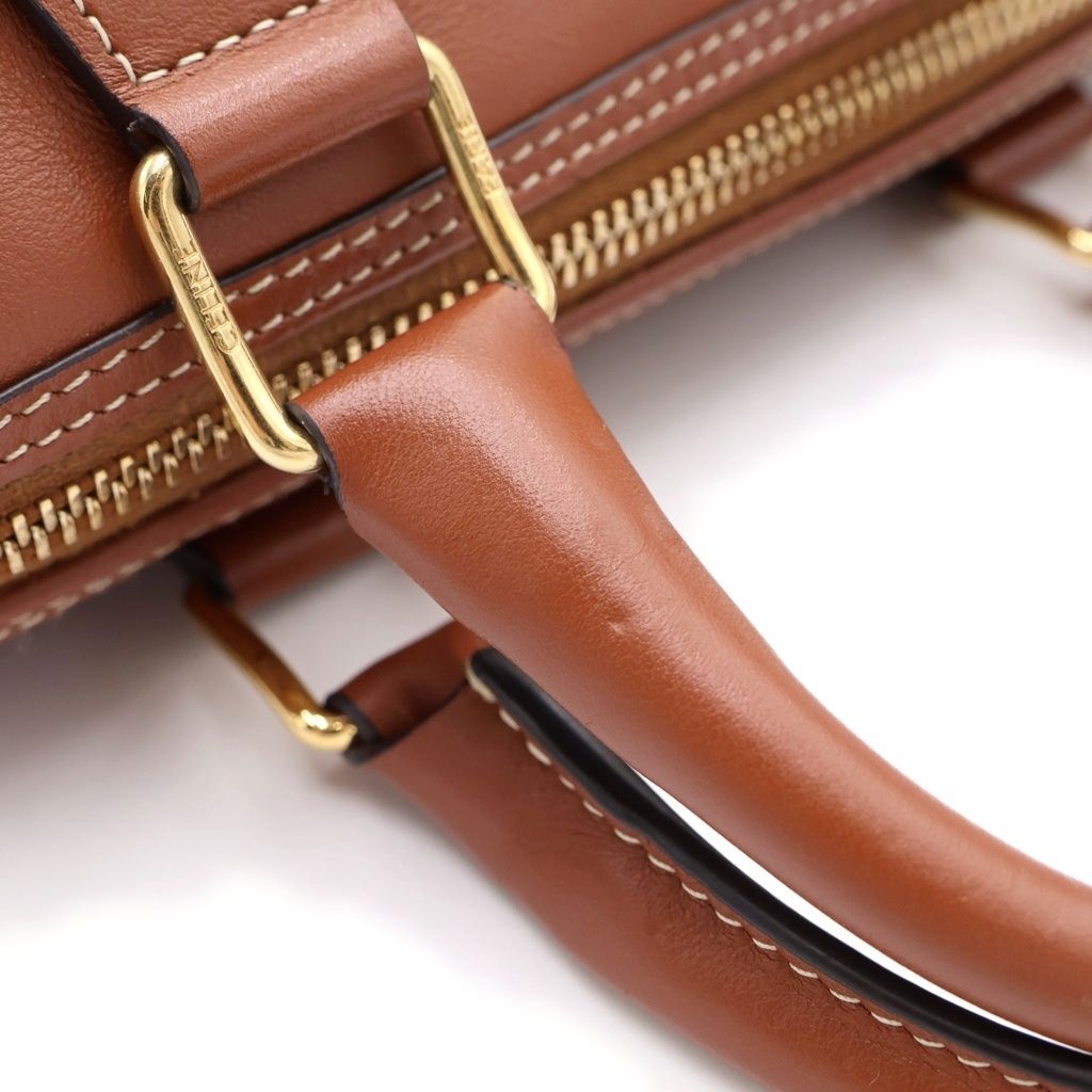 Celine Small Boston Bag Brown Leather Gold — view 6