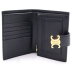 Celine Strap Wallet Nino Bifold Card Case Black Leather Gold — view 4