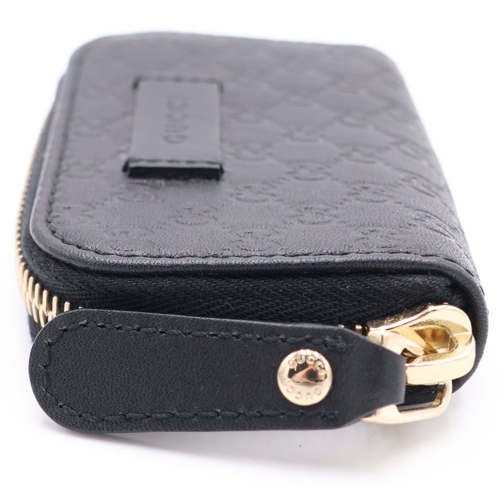 Gucci Guccissima Coin Case Pouch Black Leather Gold — view 3