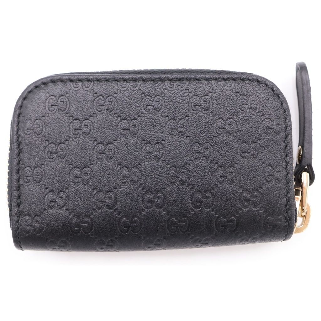 Gucci Guccissima Coin Case Pouch Black Leather Gold — view 2