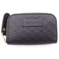 Gucci Guccissima Coin Case Pouch Black Leather Gold