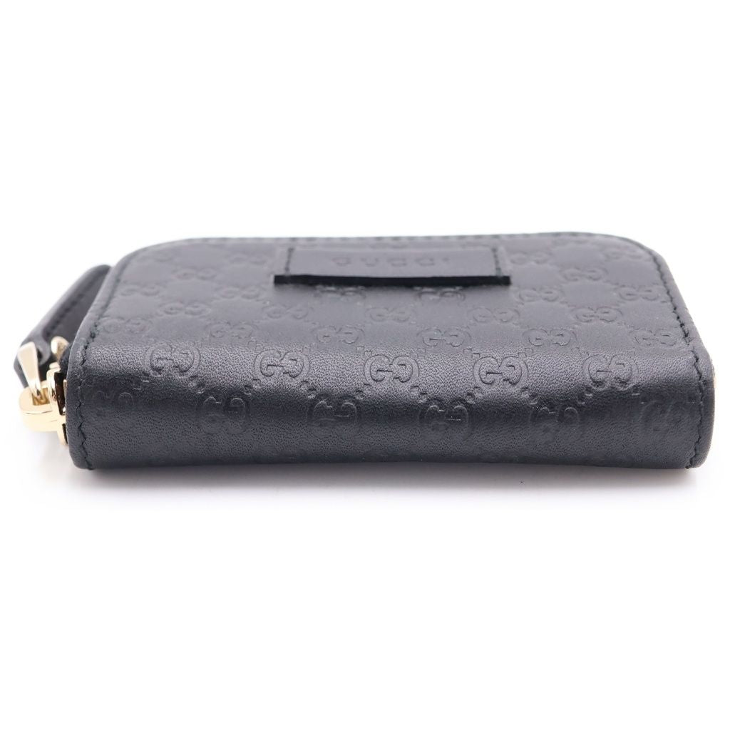 Gucci Guccissima Coin Case Pouch Black Leather Gold — view 4