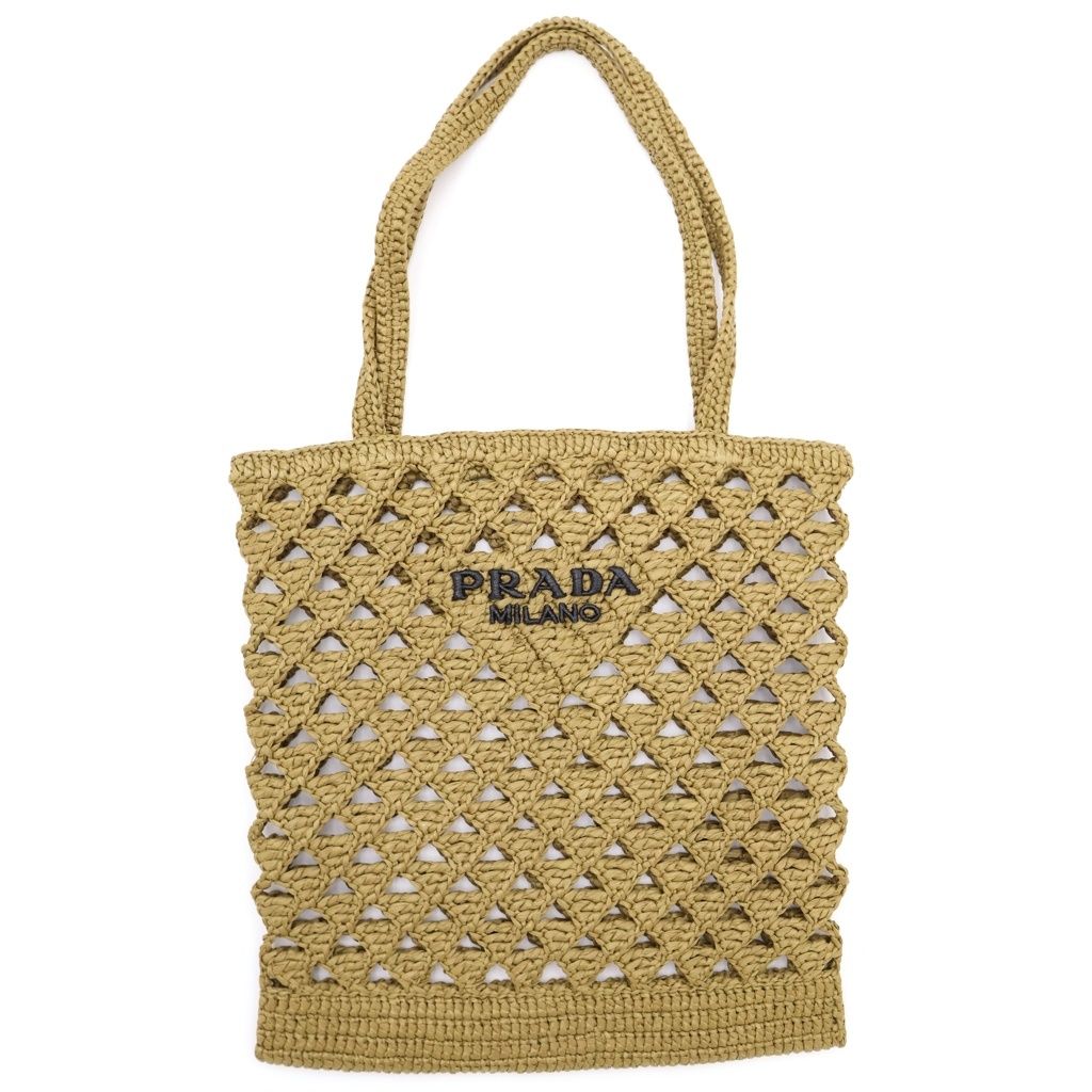 Prada Raffia Tote Khaki